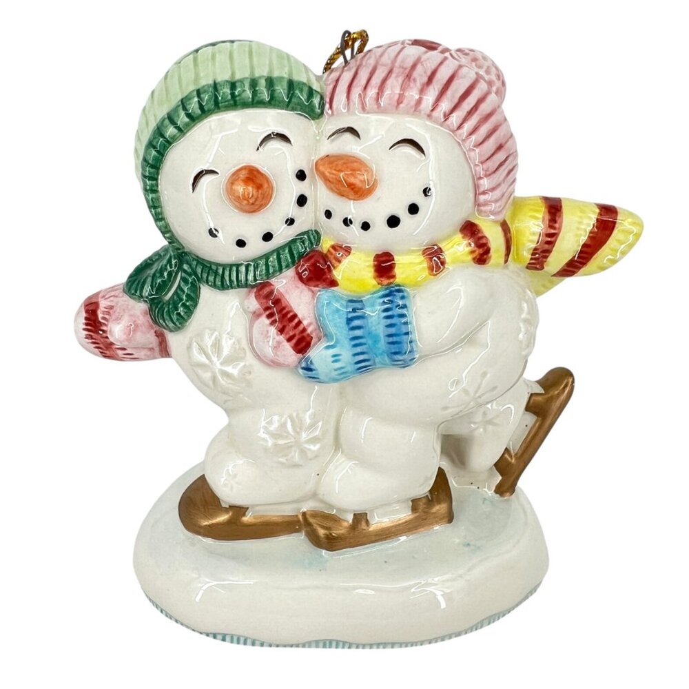 Fitz & Floyd Frosty Folks Skating Couple Christmas Ornament 3.75"
